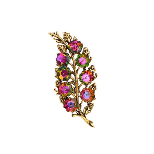 Zinc Alloy Jewelry Brooch, Leaf, fashion jewelry & for woman & with rhinestone 