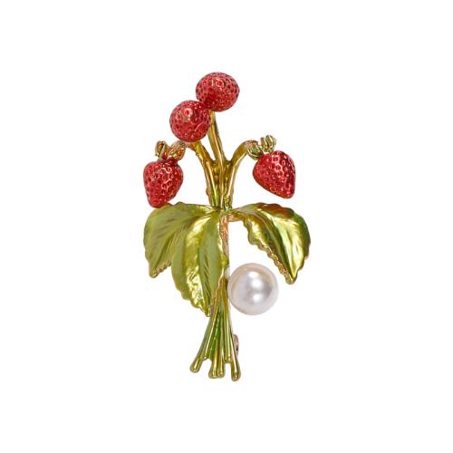 Zinc Alloy Jewelry Brooch, with Plastic Pearl, fashion jewelry & for woman & enamel 