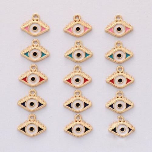 Zink-Legierung Evil Eye Anhänger, Zinklegierung, blöser Blick, goldfarben plattiert, DIY & Emaille, keine, 13x14mm, ca. 100PCs/Tasche, verkauft von Tasche