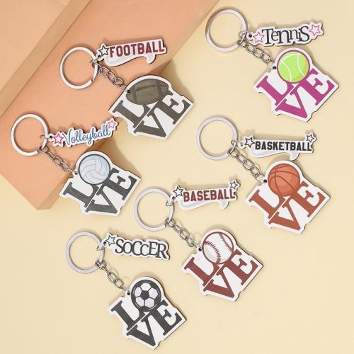 Wood Key Chain, with Zinc Alloy, fashion jewelry 