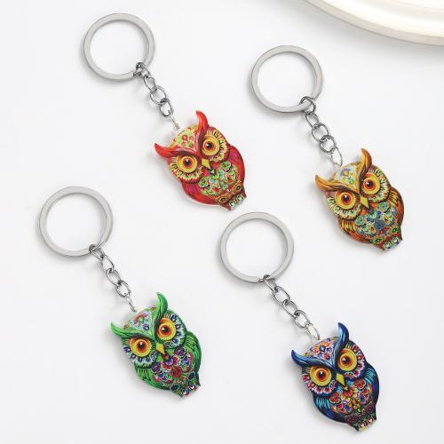 Acrylic Key Chain, with Zinc Alloy, Owl, fashion jewelry 