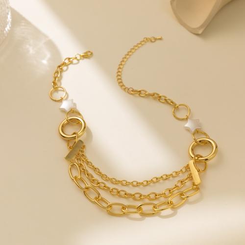 Collar Multi de la capa, aleación de zinc, con Perlas plásticas, con 7cm extender cadena, chapado en color dorado, Joyería, dorado, longitud:35 cm, Vendido por UD