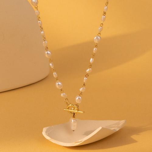 Plastic Pearl Necklace, Zinc Alloy, with Plastic Pearl, gold color plated, fashion jewelry, gold cm 