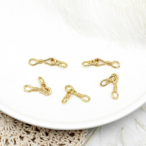 Brass Hook and Eye Clasp, plated, DIY & micro pave cubic zirconia, gold 