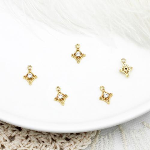 Cubic Zirconia Micro Pave Brass Pendant, plated, DIY & micro pave cubic zirconia, golden 