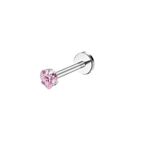 Anneau de lèvre en acier inoxydable, Acier inoxydable 304, Placage, unisexe & styles différents pour le choix & pavé de micro zircon, rose, Vendu par PC