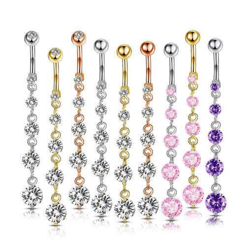 Belly Ring Jewelry, metal, chapado, diferentes estilos para la opción & micro arcilla de zirconia cúbica & para mujer, más colores para la opción, Vendido por UD