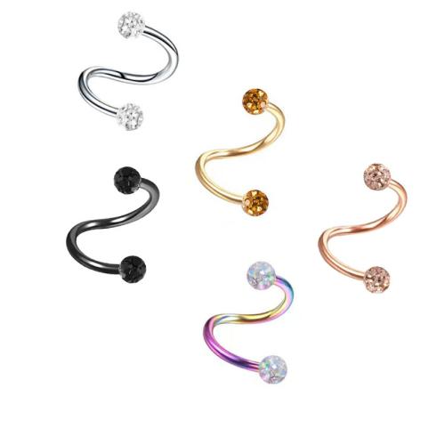 Edelstahl Ohrpiercing Schmuck, 304 Edelstahl, unisex & mit Strass, keine, verkauft von PC[