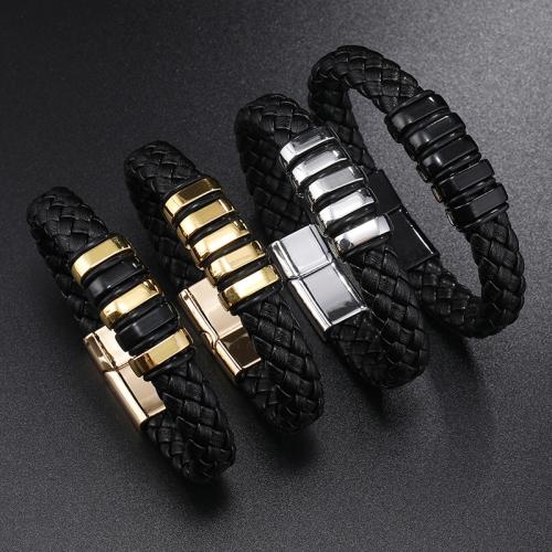 bracelet de cordon en PU , alliage de zinc, avec Aimant & cuir PU, Placage, pour homme, plus de couleurs à choisir, Vendu par PC