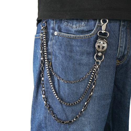 Body Chain Jewelry, Zinc Alloy, with PU Leather & Iron, plated, three layers & punk style & Unisex 