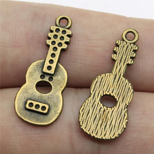 Musical Instrument Shaped Zinc Alloy Pendants, Guitar, plated, DIY 