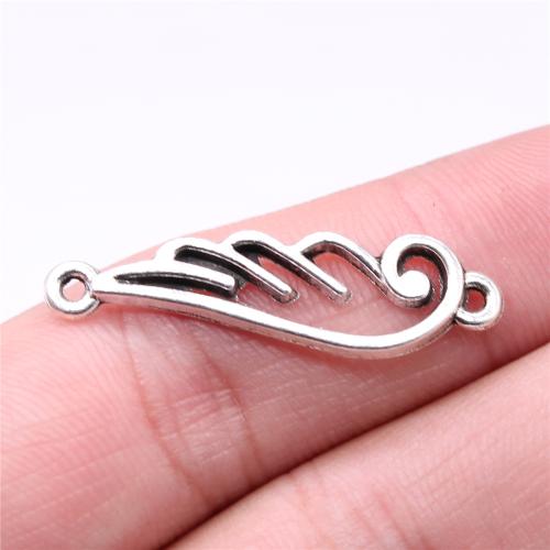 Zinc Alloy Charm Connector, Wing Shape, antique silver color plated, DIY & 1/1 loop 