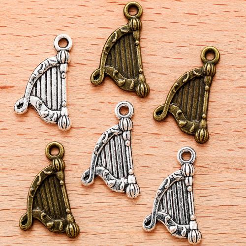 Musical Instrument Shaped Zinc Alloy Pendants, Harp, plated, DIY 