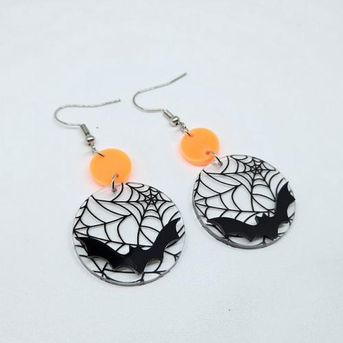 Acrílico Pendientes con Colgantes, Diseño de Halloween & Joyería & para mujer, más colores para la opción, 66x29mm, Vendido por Par