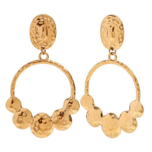 Stainless Steel Drop Earring, 304 Stainless Steel, 18K gold plated, fashion jewelry & for woman & hollow, golden 