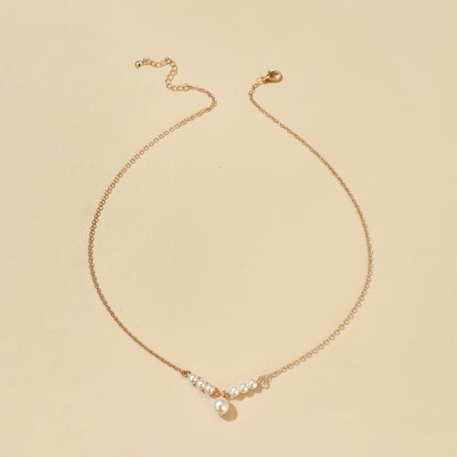 Zinc Alloy Necklace, with Plastic Pearl, fashion jewelry & for woman Approx 45 cm 