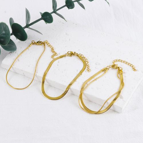 Stainless Steel Chain Bracelets, 304 Stainless Steel, with 5cm extender chain, fashion jewelry & for woman, golden Approx 17 cm [