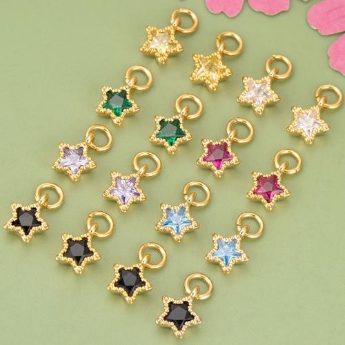 Cubic Zirconia Brass Pendants, with Cubic Zirconia, Star, plated, DIY 