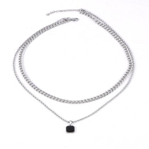 Stainless Steel Jewelry Necklace, 304 Stainless Steel, Double Layer & fashion jewelry & for man, original color 