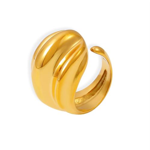 Titanium Steel Finger Ring, 18K gold plated, fashion jewelry & for woman 