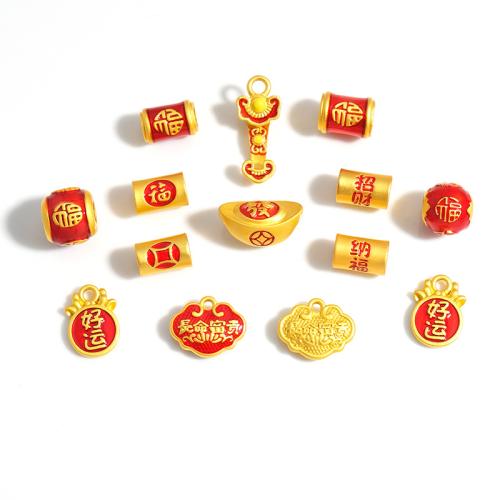 Enamel Zinc Alloy Beads, plated, DIY  golden [