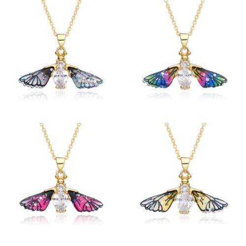 Collier en laiton cubique Zircon Micro Pave, avec résine, abeille, Placage, pavé de micro zircon & pour femme, plus de couleurs à choisir Environ 41-50 cm, Vendu par PC