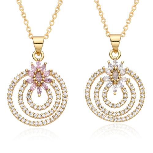 Collier en laiton cubique Zircon Micro Pave, Placage, pavé de micro zircon & pour femme, plus de couleurs à choisir Environ 41-50 cm, Vendu par PC