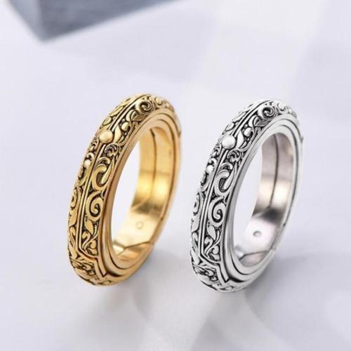 Brass Finger Ring, Round, plated, rotatable nickel, lead & cadmium free 