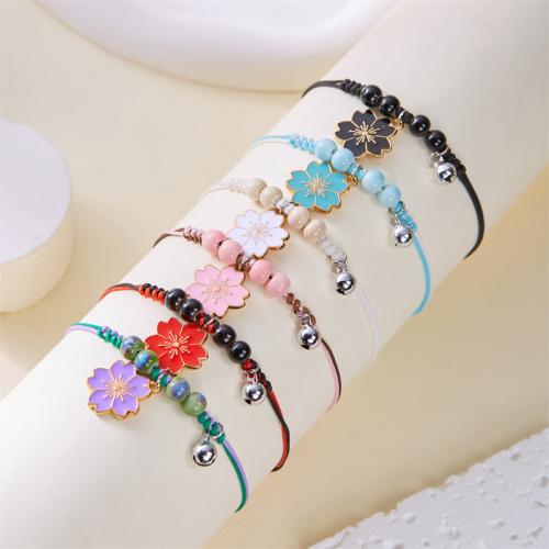 Enamel Zinc Alloy Bracelets, with Knot Cord, plated, Adjustable & for woman [