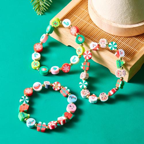 Zinc Alloy Christmas Bracelet, with Polymer Clay, plated & for woman [