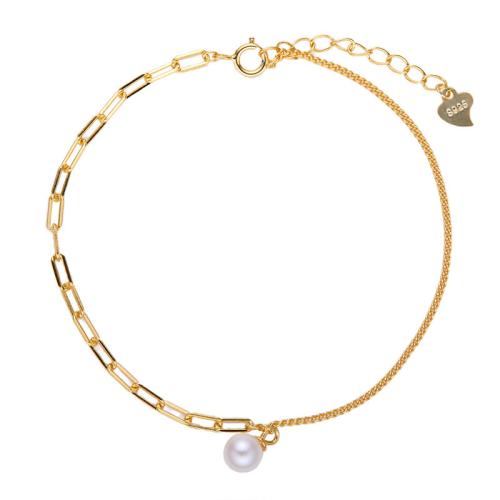 Plata de ley 925 Pulsera, con Perlas cultivadas de agua dulce, con 3cm extender cadena, Joyería & para mujer, más colores para la opción, longitud:aproximado 16 cm, Vendido por UD