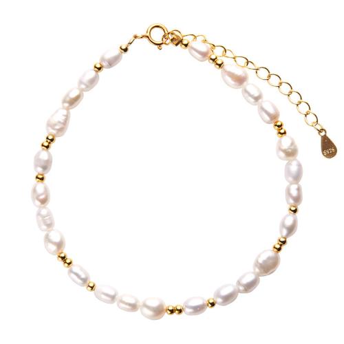 Plata de ley 925 Pulsera y collar, con Perlas cultivadas de agua dulce, chapado en color dorado, diferentes estilos para la opción & para mujer, Vendido por UD