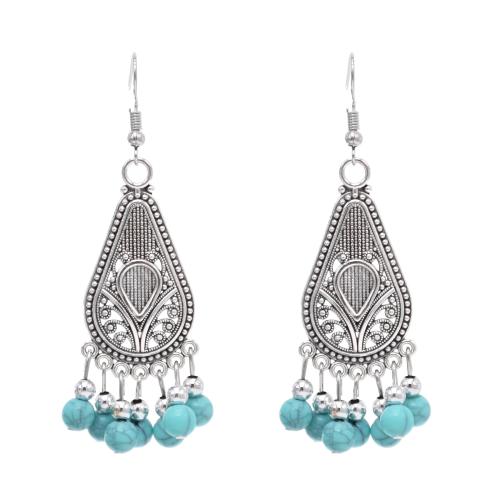 Turquoise Zinc Alloy Earring, with turquoise, fashion jewelry & for woman 