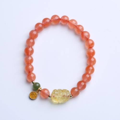 Red Agate Bracelets, Yunnan Red Agate, with Beeswax, handmade, fashion jewelry & for woman Approx 14-16 cm 