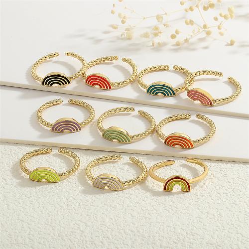 Brass Finger Ring, gold color plated, for woman & enamel 