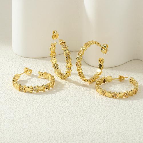 Cubic Zirconia Micro Pave Brass Earring, gold color plated & micro pave cubic zirconia & for woman 