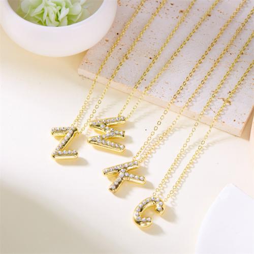 collier de Stras en alliage Zinc, alliage de zinc, Lettre d’alphabet, Placage, styles différents pour le choix & pour femme & avec strass, plus de couleurs à choisir, Vendu par PC[