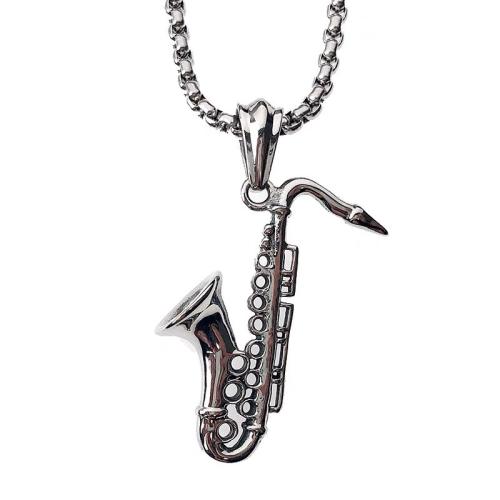 Acier titane collier, avec Pendentif en alliage de zinc, instruments de musique, unisexe & styles différents pour le choix, argent Environ 27.6 pouce, Vendu par PC