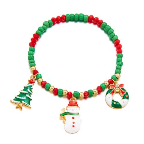 Pulsera de Navidad de la aleación de zinc, con Seedbead, Diseño de Navidad & Joyería & diferentes estilos para la opción & para mujer, más colores para la opción, longitud:aproximado 18 cm, Vendido por UD