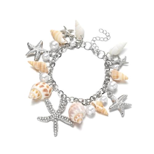 Trompette Shell Bracelets , alliage de zinc, avec coquille & perle de plastique, bijoux de mode & pour femme, plus de couleurs à choisir, Vendu par PC[