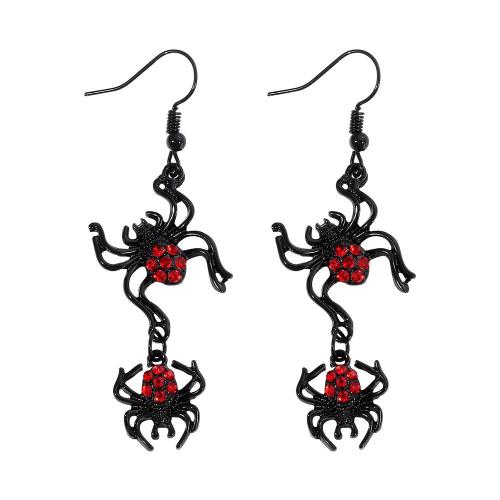 aleación de zinc Pendientes con Colgantes, Diseño de Halloween & Joyería & para mujer & con diamantes de imitación, Negro, 62x14mm, Vendido por Par