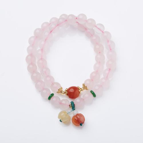 Bracelets quartz, quartz rose, avec Briquet Imperial Jade, fait à la main, bijoux de mode & pour femme Environ 32 cm, Vendu par PC