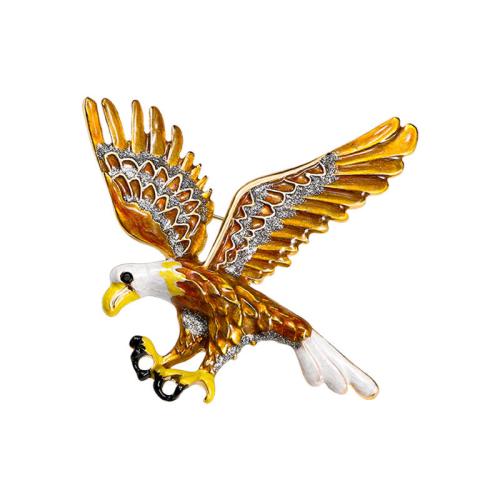 Enamel Brooch, Zinc Alloy, Eagle, Unisex & with rhinestone 