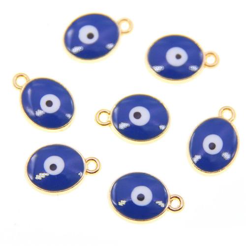 Zinc Alloy Evil Eye Pendant, gold color plated, DIY & evil eye pattern & enamel, sapphire Approx [