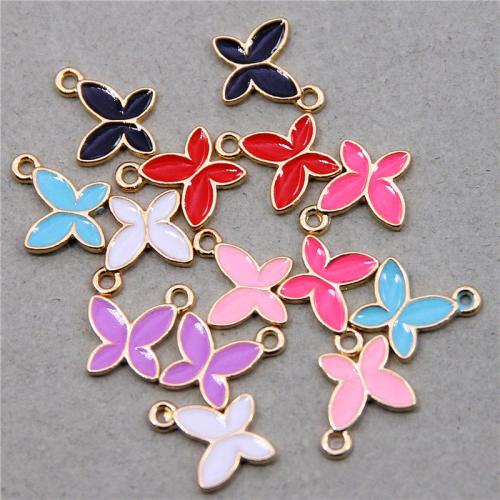 Zink Legierung Emaille Anhänger , Zinklegierung, Schmetterling, goldfarben plattiert, DIY, keine, 13x12x2mm, ca. 100PCs/Tasche, verkauft von Tasche