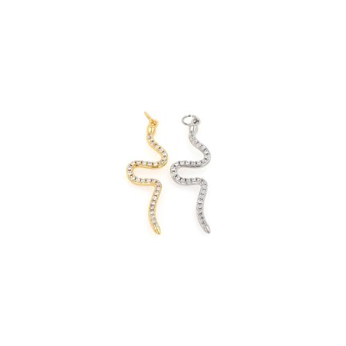 Cubic Zirconia Micro Pave Brass Pendant, Snake, plated, DIY & micro pave cubic zirconia 