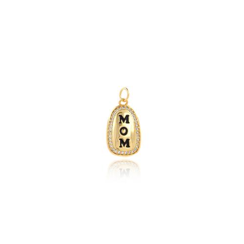 Cubic Zirconia Micro Pave Brass Pendant, gold color plated, DIY & micro pave cubic zirconia & enamel 