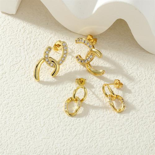 Cubic Zirconia Micro Pave Brass Earring, gold color plated & micro pave cubic zirconia & for woman 