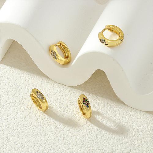 Cubic Zirconia Micro Pave Brass Earring, Round, gold color plated, micro pave cubic zirconia & for woman 