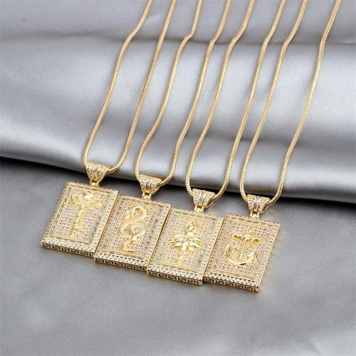 Collier en laiton cubique Zircon Micro Pave, rectangle, Placage de couleur d'or, pavé de micro zircon & pour femme, plus de couleurs à choisir cm, Vendu par PC